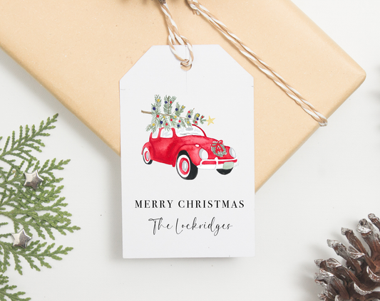 Custom Red Vintage Truck Gift Tags