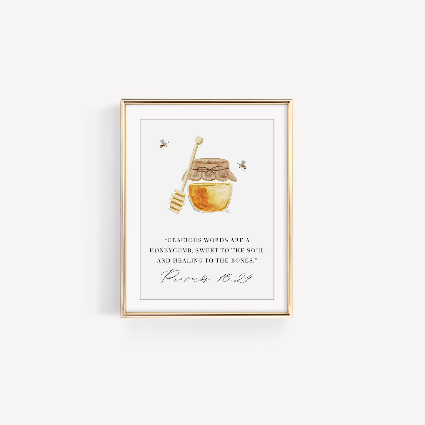 Digital Download Proverbs 16:24 Honey Bee Verse Art Print