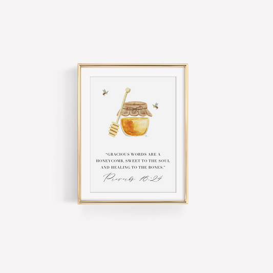 Proverbs 16:24 - Honey and Bee Art Print