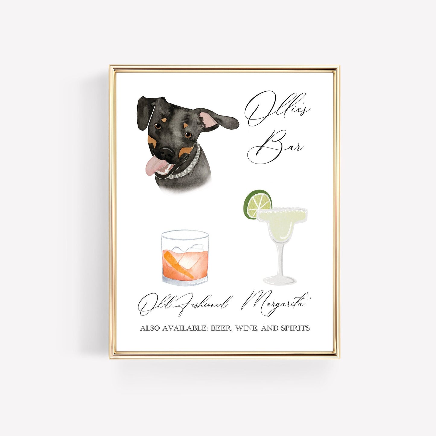 Custom Watercolor Wedding Drink Sign