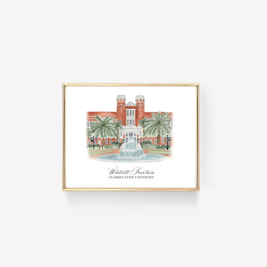 Westcott Fountain Watercolor Art Print Florida State University