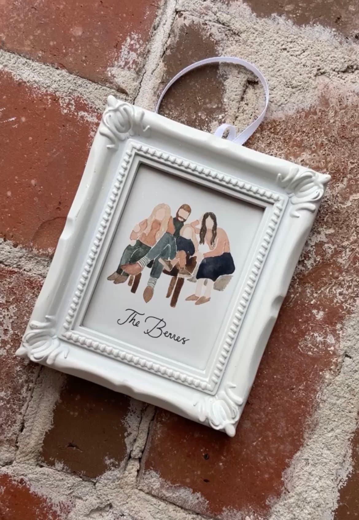 Hand-Painted Watercolor Ornament in Mini Frame