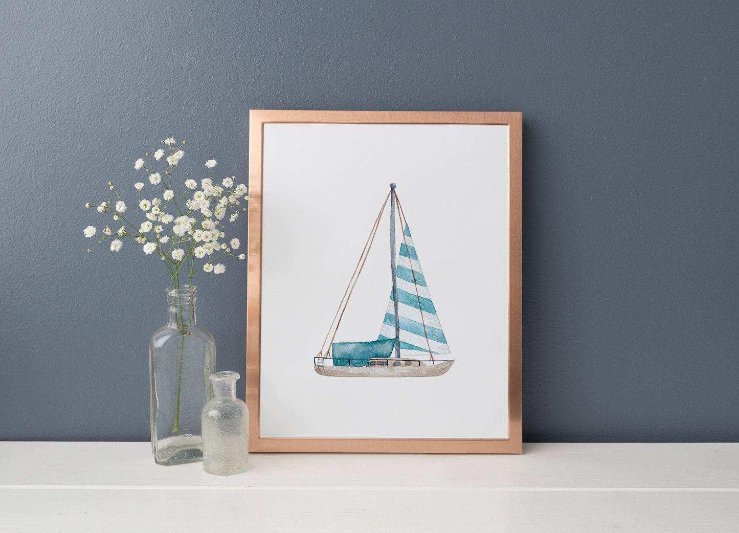 Blue Sailboat Art Print