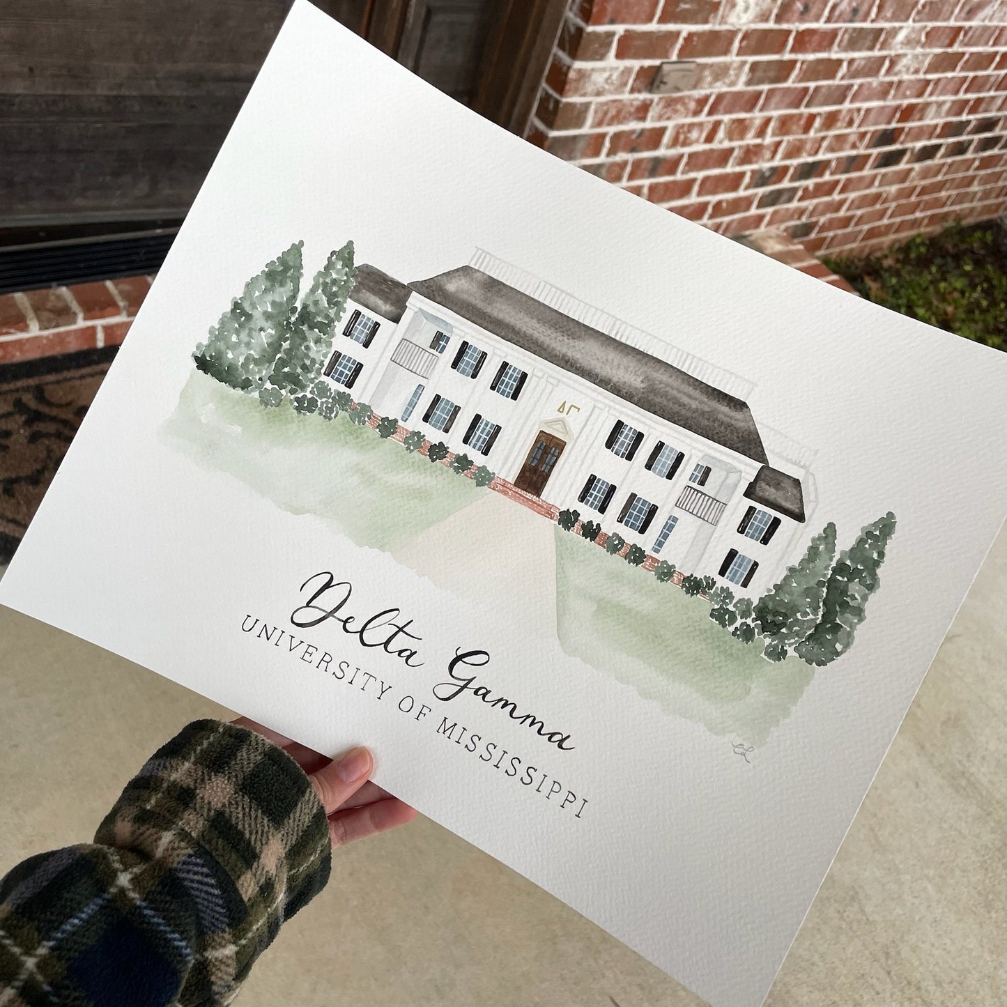 Custom Sorority House Watercolor Painting