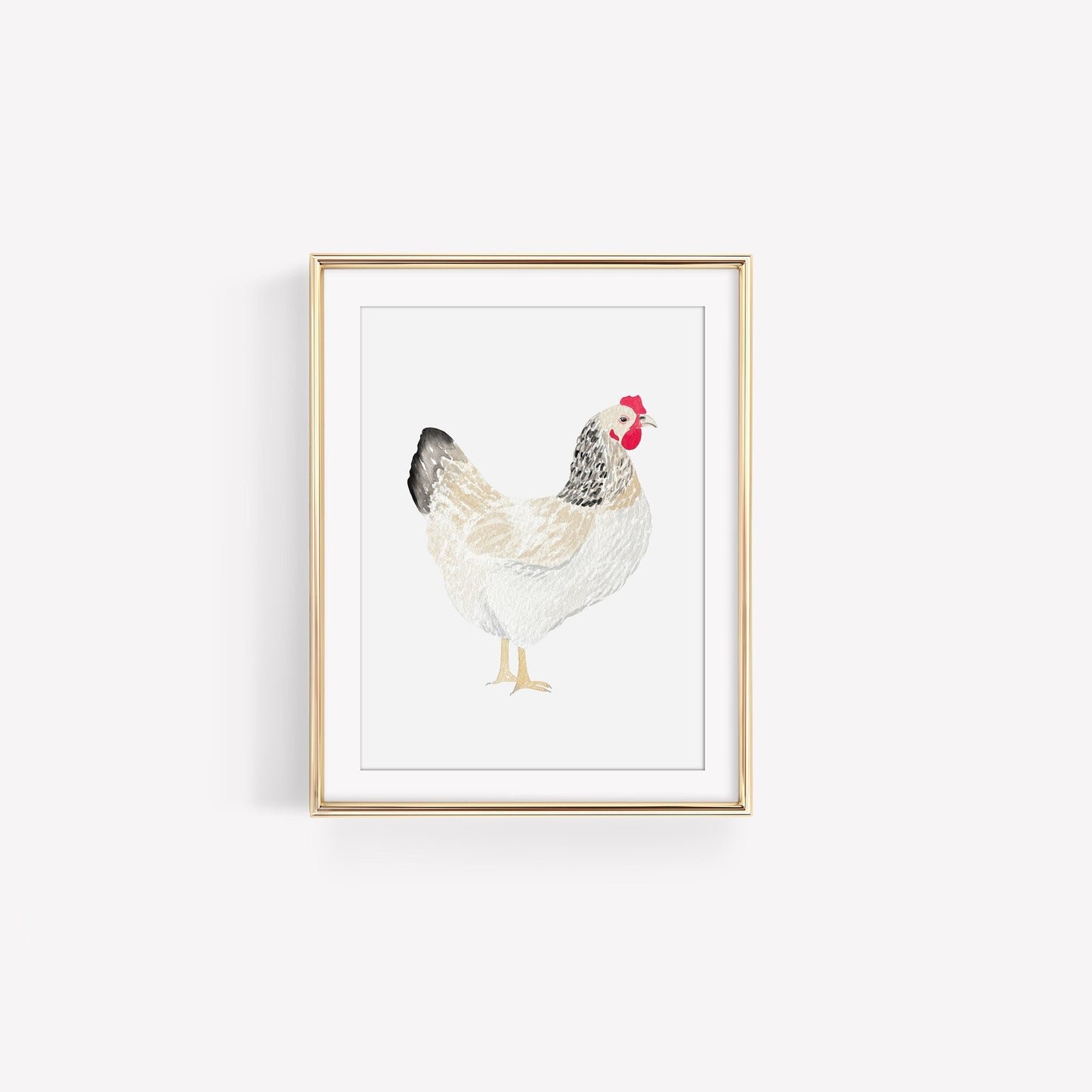 Digital Download White and Brown Chicken Watercolor