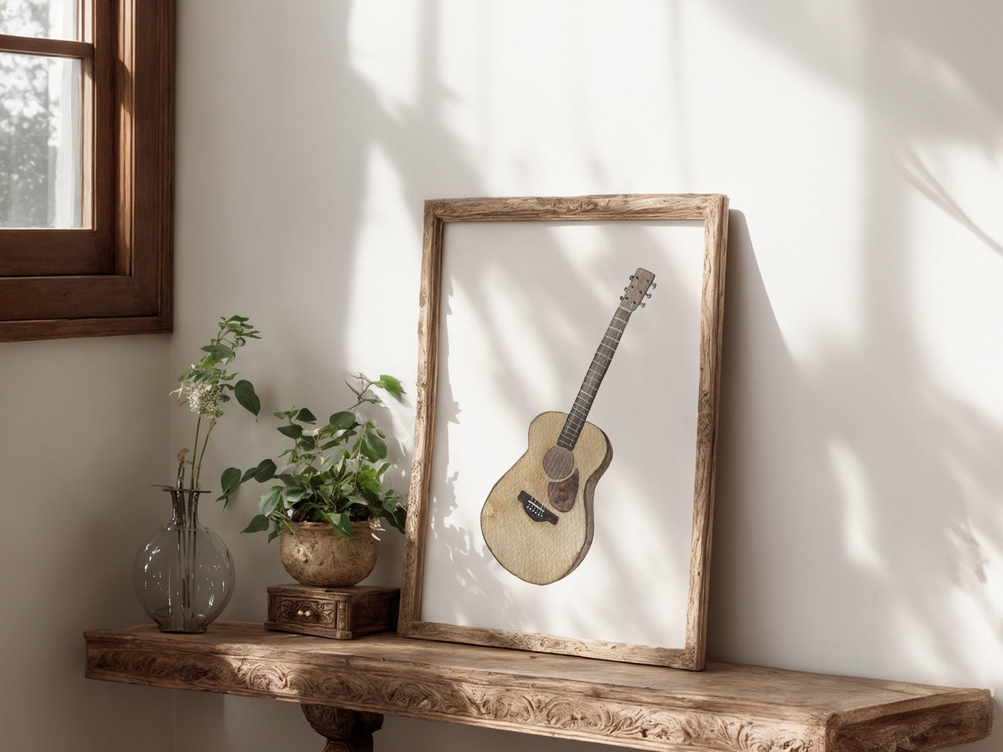 Watercolor Guitar Art Print