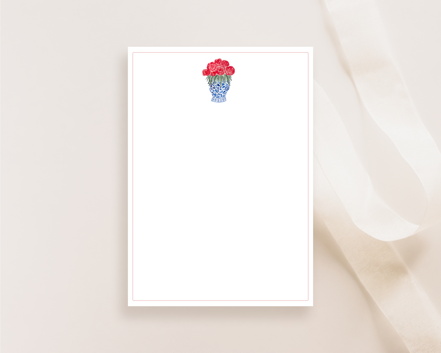 Pink Flowers/Ginger Jar Stationery Cards With Envelopes