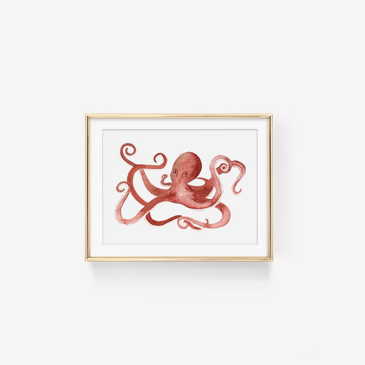 Red Octopus Art Print