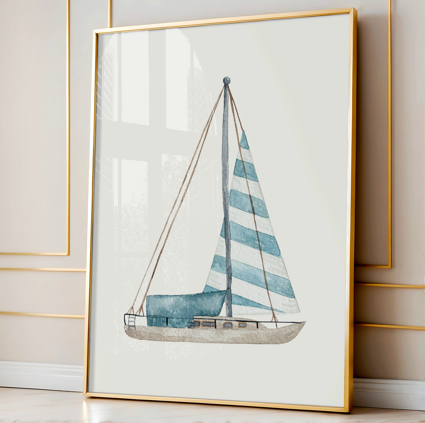 Blue Sailboat Art Print