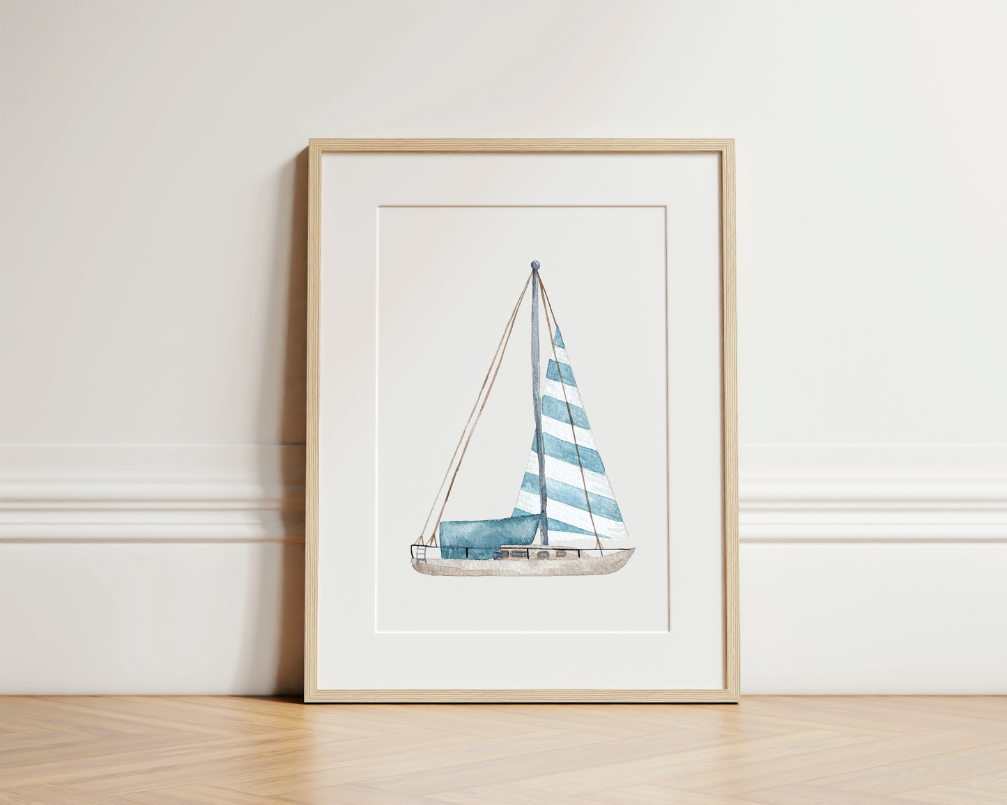 Blue Sailboat Art Print